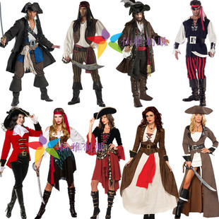 万圣节海盗杰克船长，服装cosplay男海盗衣服加勒比，海盗强盗演出服