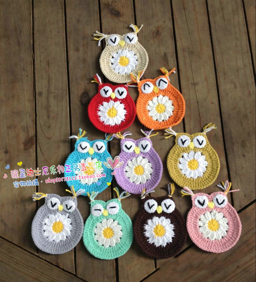 Multicolor lovely Owl Coaster Pure handwork Cotton weave Coaster Tea mat fade 8CMin the Tableware , Cup/Cups/Kettle , Coaster category - from Buy2taobao.com to provide professional Taobao agent buy service