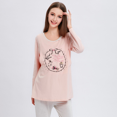 雅孕月子服 春夏季薄款长袖产后家居服套装孕妇睡衣外出哺乳衣