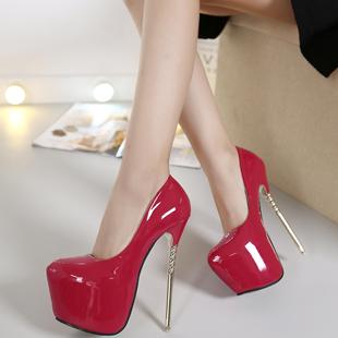 新上市(新上市)19cm超高跟鞋超细跟性感夜店红色单鞋女16cm18cm20cm22