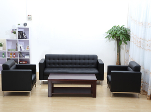 北京真皮办公沙发茶几组合现代简约商务办公室