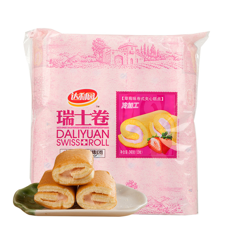 【天猫超市】达利园 瑞士卷蛋糕（草莓味）240g/袋（12枚）