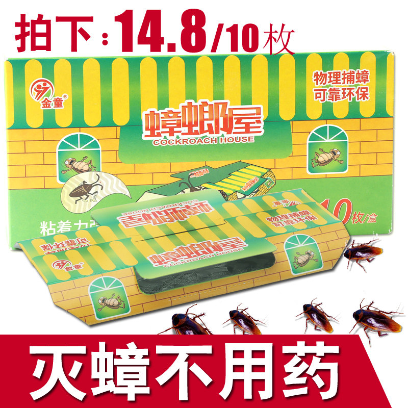 金童蟑螂屋 家用蟑螂捕捉器灭蟑螂除蟑螂杀虫剂蟑螂贴粘板 10枚装