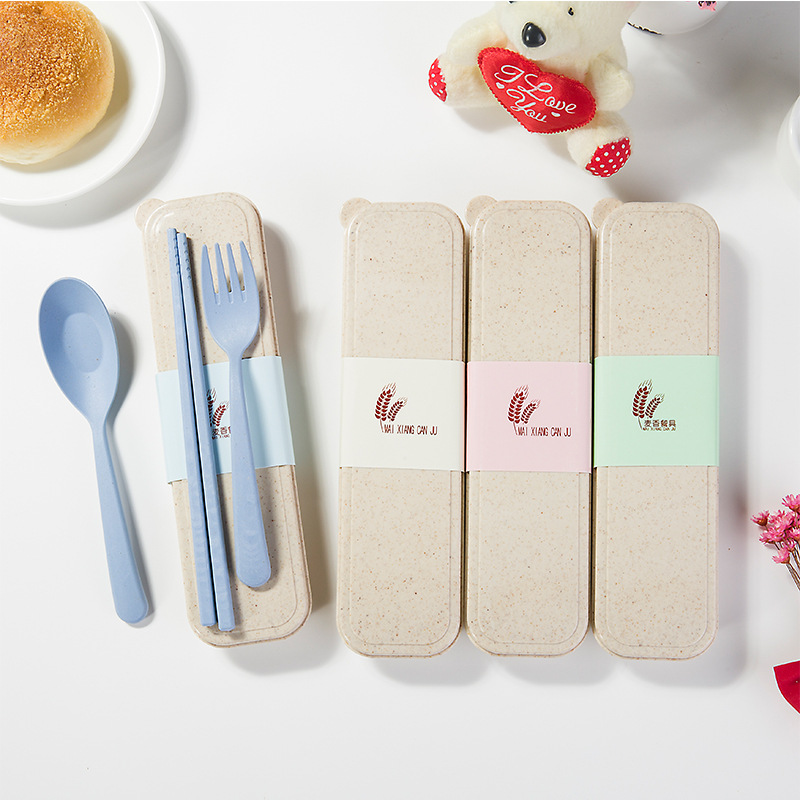 Cutlery Set travel outdoors chopsticks lovely student Plastic environmental protection Wheat Portable cutlery box Three-piece Suitein the Outdoor/Mountaineer/Camping/Travel Goods , Stoves/Tableware/Picnic barbecue supplies , Picnic tableware category - from Buy2taobao.com to provide professional Taobao agent buy service