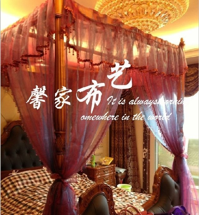 Wedding celebration rural Southeast Asia romantic Red wine Pan-blue Double color Poster Bed mantle Bed curtain Yarn Mosquito netin the Bedclothes , Bed mantle category - from Buy2taobao.com to provide professional Taobao agent buy service