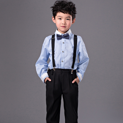 男童背带裤套装儿童礼服男童衬衫西裤六一演出