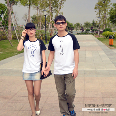 标题优化:诺司艺2015春装夏装情侣装新款韩版男女创意符号印花短袖T恤包邮