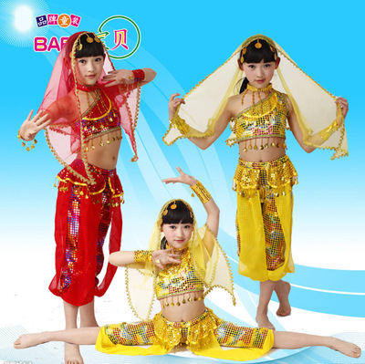 标题优化:儿童印度舞表演服批发 少儿舞蹈 肚皮舞 新疆舞女童舞台表演服