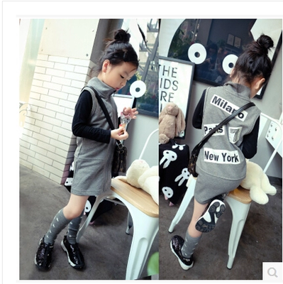 2019 Korean Edition Children's clothing Spring Girls Sleeveless Zipper skirt leisure time fashion Vest skirt pure cotton longuette Dressin the Children/Baby/Family fitted , Vest category - from Buy2taobao.com to provide professional Taobao agent buy service