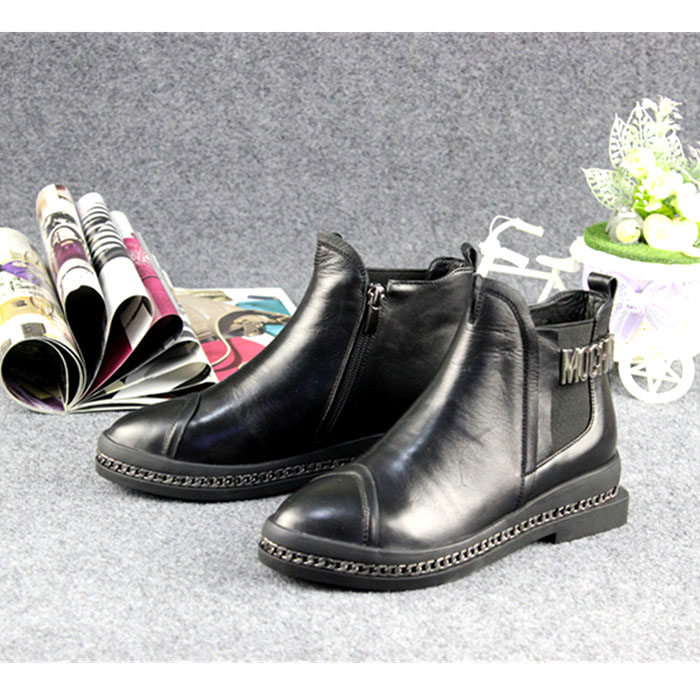 欧洲站2015秋季新款女单靴真皮平底坡跟单鞋啦啦爱圆头厚底及踝靴