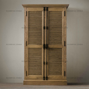 出口法国欧式百叶实木衣柜 法式家具美式复古木质衣橱 储物可定制
