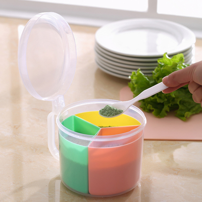 调料盒 调味瓶罐套装盐罐三格带手柄组合式配小勺厨房用品用具