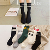 两条杠女袜子春秋款堆堆袜中筒袜，纯棉学院风，韩国潮流原宿条纹潮袜