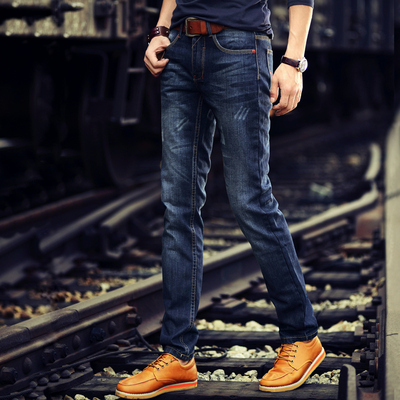 牛仔裤男士裤子秋季新款2017春秋款加绒宽松直筒韩版潮流修身小脚