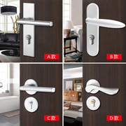 室内门锁静音锁具，家用实木门白色分体执手锁，通用型美式门锁三件套