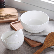 6英寸创意面条碗欧式陶瓷餐具蕾丝浮雕，沙拉碗大碗，汤碗面(汤碗面)碗陶瓷碗