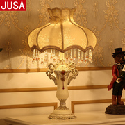 欧式树脂客厅卧室床头装饰台灯，温馨创意结婚婚庆送礼可调光灯具