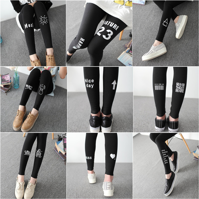 2019 New fall motion pure cotton Exorcism Leggings fashion letter printing Multicolor Panties Ninth pantsin the Women's clothing/Boutique , Pants , Leggings category - from Buy2taobao.com to provide professional Taobao agent buy service