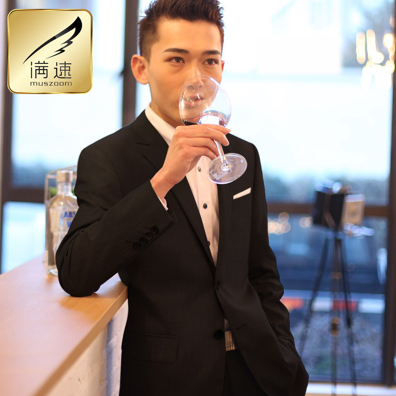 满速【发顺丰】男士西服套装西装男修身韩版商务休闲结婚礼服正装
