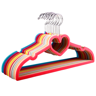 美依格 心形植绒衣架爱心植绒衣撑桃心衣挂衣服挂马卡龙色系15色