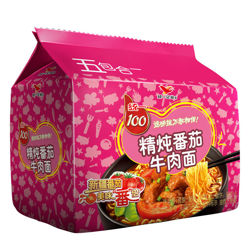 【天猫超市】统一100 精炖番茄牛肉面 100g*5包 方便面 严选番茄
