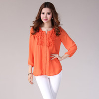 2014新款百搭韩版休闲纽扣七分裤女夏显瘦短