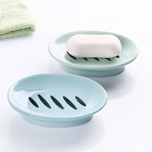 创意椭圆形肥皂盒塑料，简约双格沥水香皂盒浴室，洗脸皂盒洗手间皂架