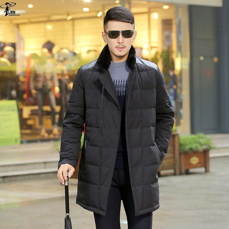 正品打折品牌男装2015冬季可脱卸毛领中长款