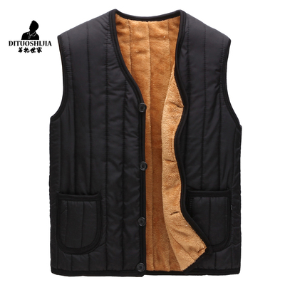 秋冬装中老年人男士加绒加厚马甲男装冬季背心宽松大码马甲爷爷装