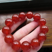 天然红玛瑙手链本命年时尚红色，石头男转鸿运饰品，玛瑙手串女红宝石