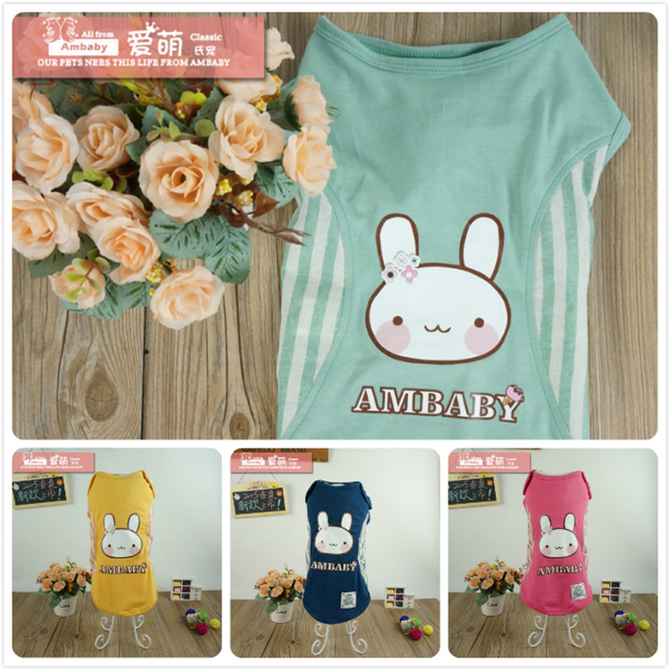 Cute Rabbit stripe Mosaic vest Dog clothes Spring and summer Hiromi Bichon VIP Teddy summer clothesin the Pet/Pet food and supplies , Pet apparel and accessories , Pet clothing/Raincoat category - from Buy2taobao.com to provide professional Taobao agent buy service