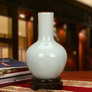 景德镇陶瓷器 仿古官窑裂纹釉花瓶 中式古典家居工艺品摆件摆设