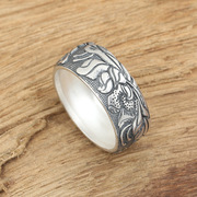 s990纯银饰品手工，足银泰银个性，指环女款莲花戒指手饰