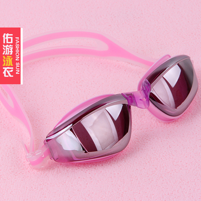 佑游泳镜 高清近视防水防雾游泳眼镜 男女大框电镀镜 游泳装备