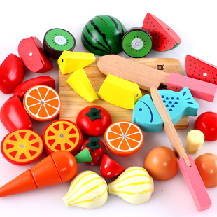 磁性切水果玩具儿童蔬菜，切切乐宝宝男孩女孩，过家家木制切菜套装