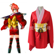 万圣节动漫银魂吉原神乐cos服cosplay服装神乐红色和服漫展