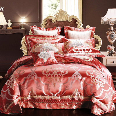 瑶台居豪华欧式婚庆床上用品多件套贡缎提花四六十件套G1XS-ADJH