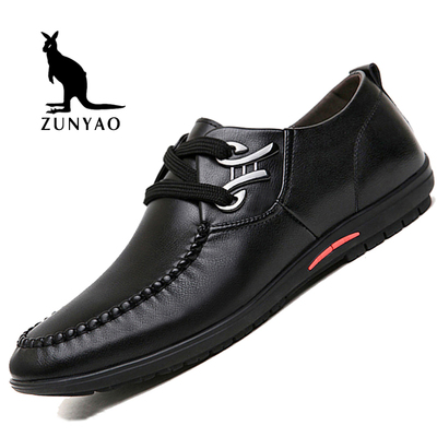 皮鞋男真皮英伦日常休闲鞋男士商务休闲皮鞋秋季韩版潮流系带男鞋