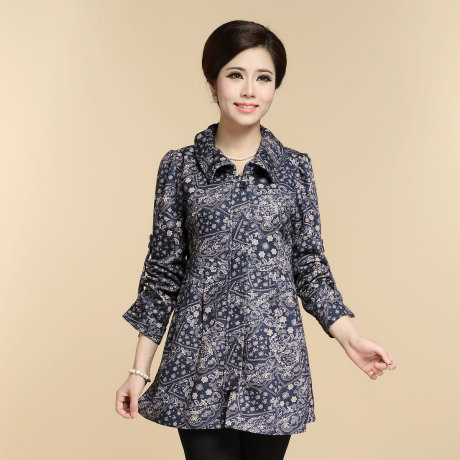 2014新款中<em>老年</em>女装秋装<em>棉外套</em>长袖大码中长