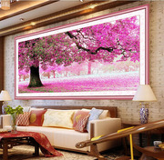3d印花卧室十字绣客厅，大幅爱情风景初恋的地方樱花树
