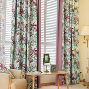 唯美式乡村田园窗帘布成品全遮光紫色拼接卧室温馨飘窗落地窗客厅