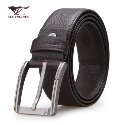 七匹狼皮带男真皮针扣简约正品头层牛皮中年青