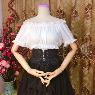 原创夏lolita洋装雪纺，内搭一字领短袖，日系罩衫打底衬衫雪纺衫