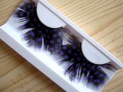 YM93紫色斑点羽毛艺术夸张芭蕾拉丁舞蹈彩妆睫毛
