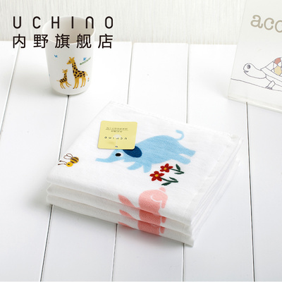 内野旗舰店可爱人气纱布小象卡通方巾宝宝小毛巾