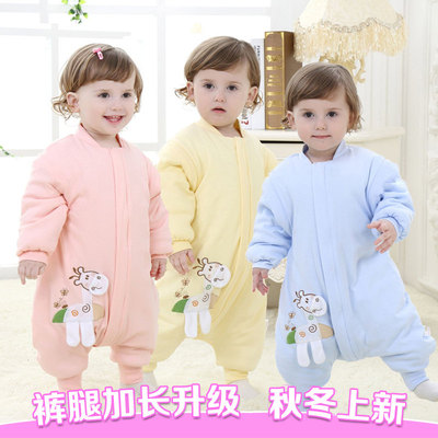 婴儿男女宝宝分腿拉链式春秋冬季睡袋1-2-3岁儿童加厚纯棉防踢被