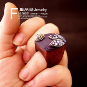 罗马韩国欧美时尚风饰品，夸张木质指环软陶，镶嵌人工宝石钻戒指