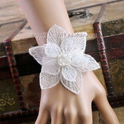 『雪鸢』韩国唯美lolita双层白色圣诞派对花朵，婚礼新娘蕾丝手链