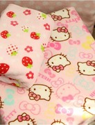 可爱kitty午睡毛毯子法兰绒床单卡通KT猫粉草莓儿童空调毯毛巾被