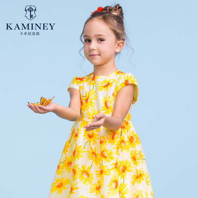 女童短袖连衣裙卡米尼童装2016夏装新款中大